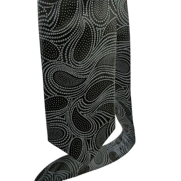 Perry Ellis Portfolio Mens Gray Olive Paisley 100% Silk Hand Made Necktie Tie - Picture 9 of 16